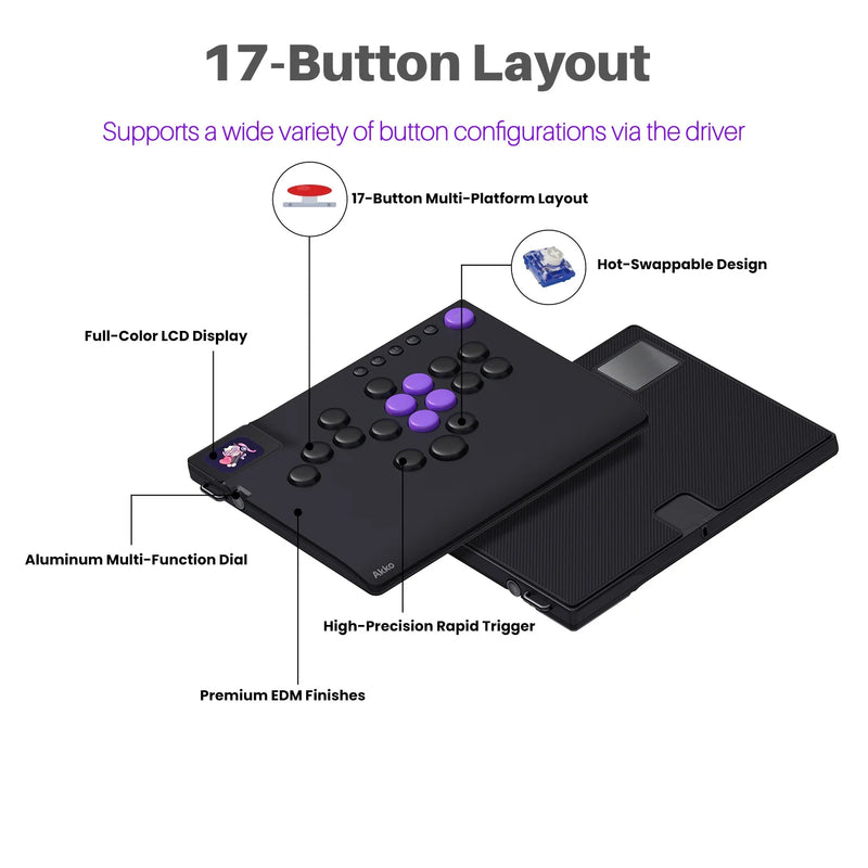 Akko Arcade Controller FUNBOX for PC XBOX Switch Low-profile Magnetic Mechanical Switches Hot-swappable Gaming Controller