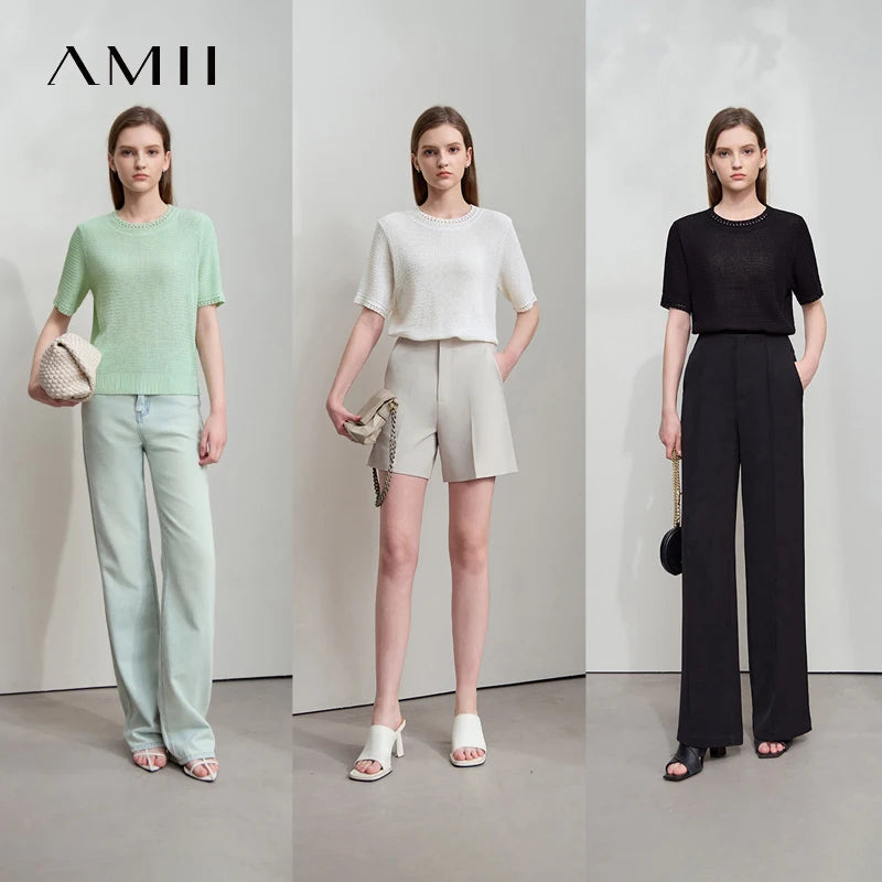អាវក្រៅ AMII ម៉ូដសាមញ្ញ ដៃខ្លី ក អូ ងាយស្រួលដកដង្ហើម ពណ៌បៃតង ប៉ាក់ សម្លៀកបំពាក់ស្ត្រី 12552106