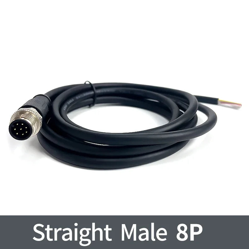 2Meters M12 sensor connector waterproof cable plug Male&Female 4 5 8 12Pin PVC Integrated injection molding M12 connectors