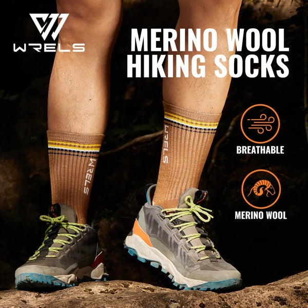 WRELS 1/2/3pairs Merino Wool Hiking Socks Warm Thermal Winter Moisture Wicking Socks Breathable Performance Wool Hiking Socks