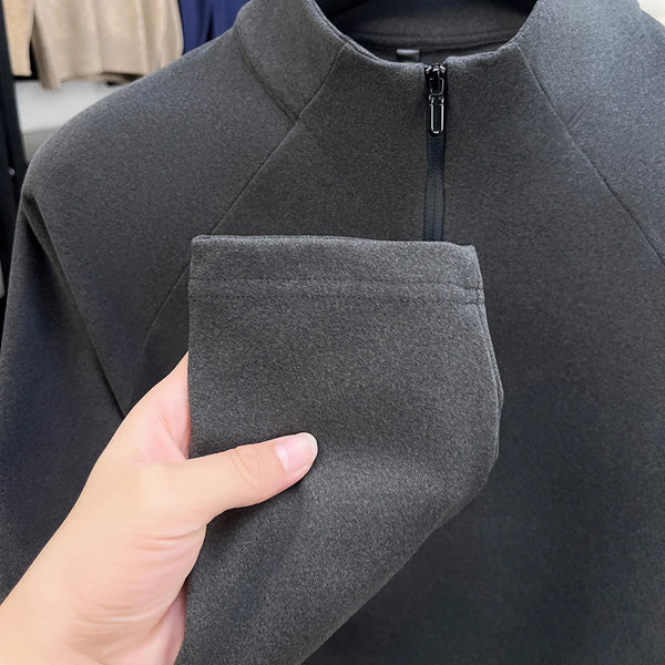 Quality Fashion Man Long-Sleeved T-Shirt Half-Zip Mock Neck Printing Spring Hot-Selling Long Sleeves Trend Leisure Men'sClothing