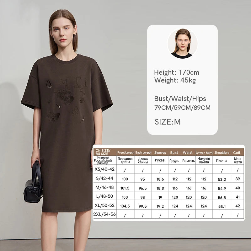 រ៉ូប Amii Minimalism រលុងរដូវក្តៅឆ្នាំ ២០២៥ សម្លៀកបំពាក់នារីថ្មីសម្រាប់ការិយាល័យ ស្បៃកប្បាស ប៉ាក់ ស្រួលពាក់ 12512001