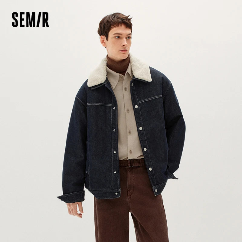 អាវ Denim បុរស Semir កអាវអាចដោះចេញបាន Sherpa បែប Streetwear ឆ្នាំ 2026 សម្លៀកបំពាក់ប្រចាំថ្ងៃរដូវរងាថ្មីបែបទីក្រុង រចនាប័ទ្មធម្មតា