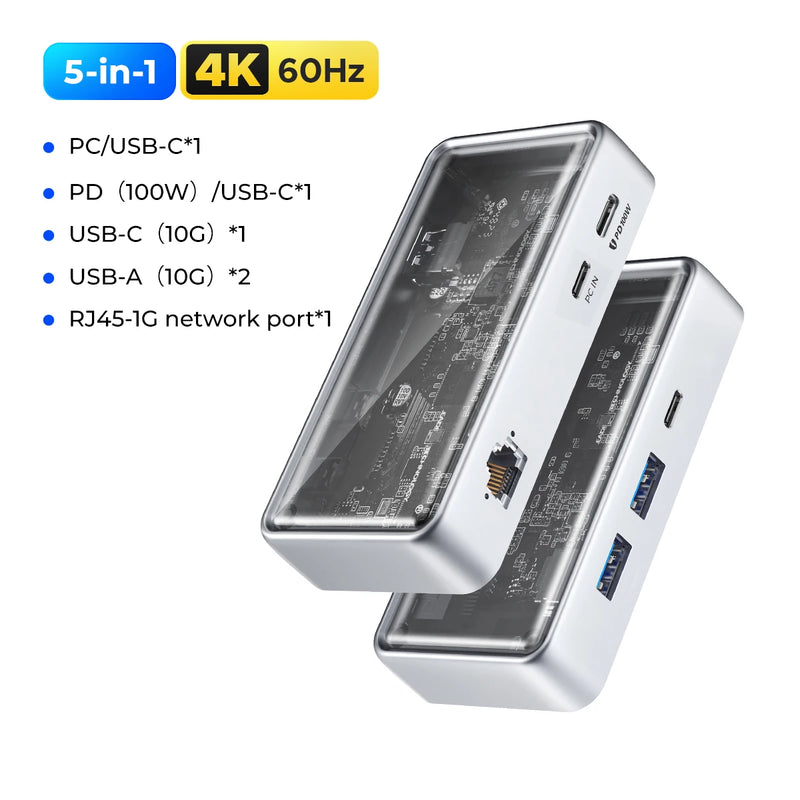 ORICO Metallic USB C 10Gbps Docking Station 4K60Hz HDMI-compatible USB 3.0 Adapter RJ45 for Macbook Pro Laptop Accessories