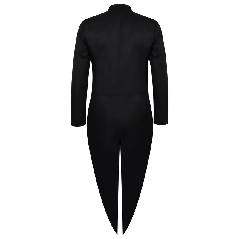 2026 New Arrival Men's Black Tuxedo, Triple-Breasted Green Patchwork Long Jacket, Vintage-Style Outerwear.