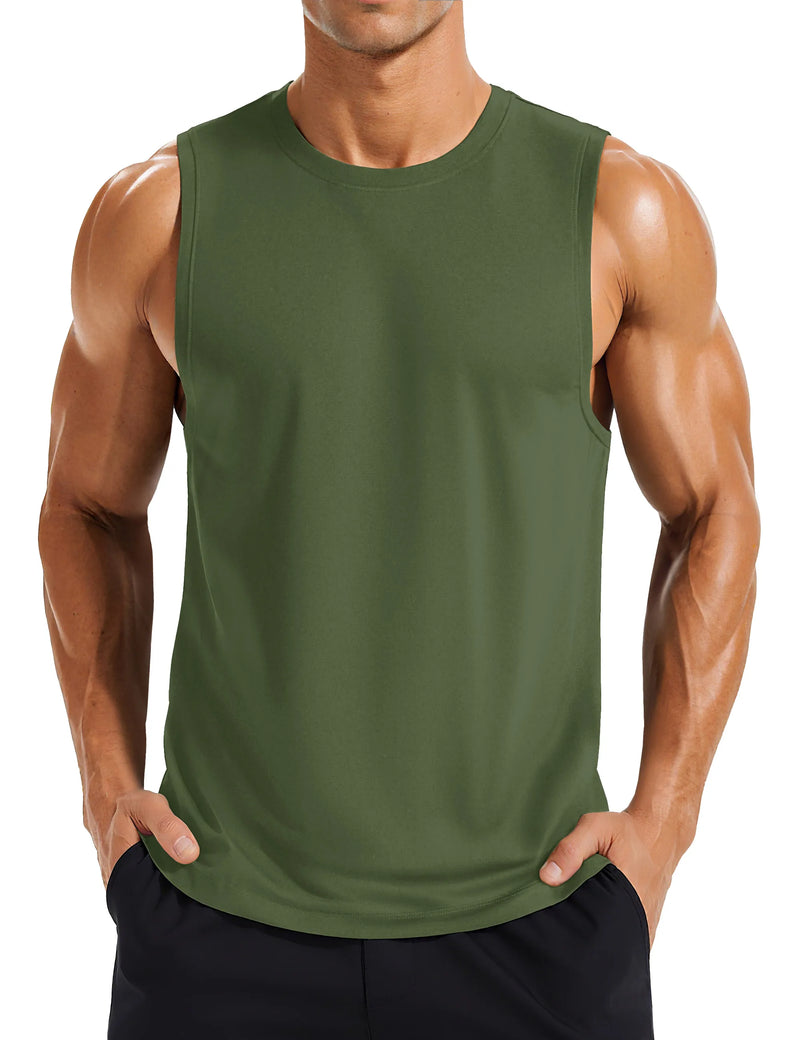 TACVASEN Summer Dry Fit Muscle Tank Tops Mens Workout Sleeveless Cut off Shirts Gym Fitness Bodybuilding Vest Athletic Tank Tops