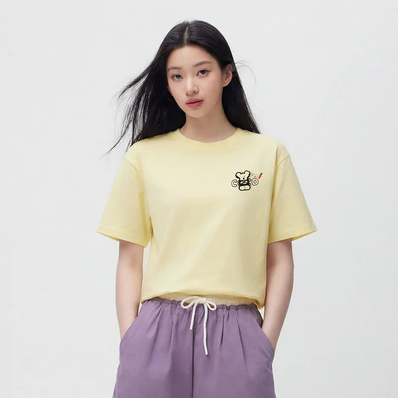 Semir Women Tshirt Cotton Embroidered Fashion Pattern Casual Versatile Top 2026 Summer Simple Style Daily Comfort Wear