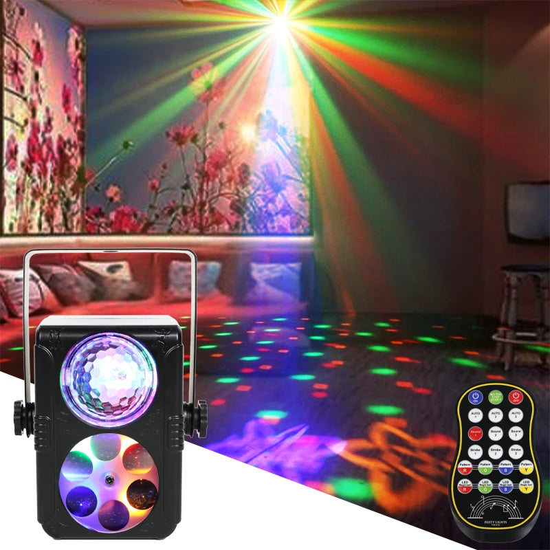 Sound Activated Stage Laser Lights Party Lights Remote Control USB Disco DJ Strobe Light Rotating with Patterns Wedding Birthday