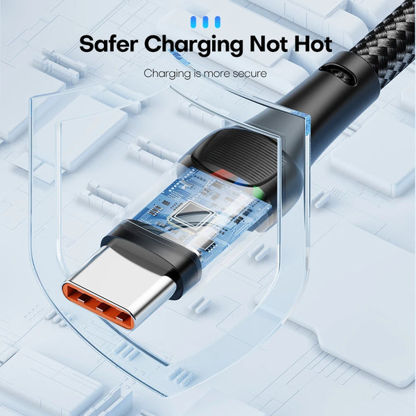 ខ្សែសាក USB ប្រភេទ C 7A 100W សាកលឿន ខ្សែសាកទិន្នន័យ សម្រាប់ Huawei P40 Samsung Realme OPPO Oneplus ស្មាតហ្វូន ខ្សែ USB ប្រភេទ C