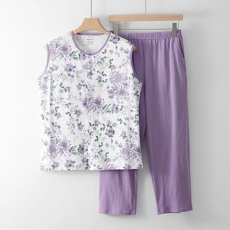 ឈុតគេងសម្រាប់នារី XL-6XL បោះពុម្ពកប្បាស ធម្មតា គេងទំហំធំ សម្លៀកបំពាក់នៅផ្ទះ ស្តើង គេងរដូវក្តៅ គេងសម្រាប់នារី ស្លៀកក្នុងបន្ទប់