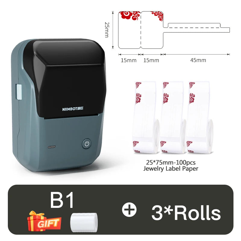 NIIMBOT B1/B21 Jewelry Label Printer Self Adhesive DIY Self-Adhesive Jewelry Necklace Bracelet Ring Price Tag for Bussiness