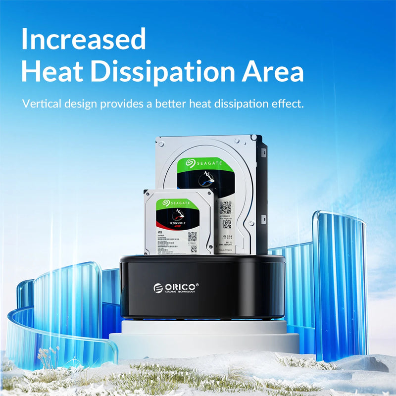 ORICO Dual-bay Hard Drive Docking Station for 2.5/3.5 Inch HDD SSD SATA to USB 3.0 HDD Docking Station with 12V3A Power Adapter