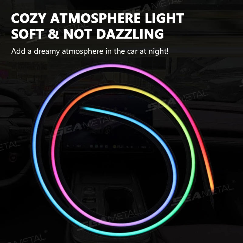 SEAMETAL Colorful LED Car Interior Hidden App Remote Control Atmosphere Lamp USB Car Instument Dashboard Sealing Ambient Lights