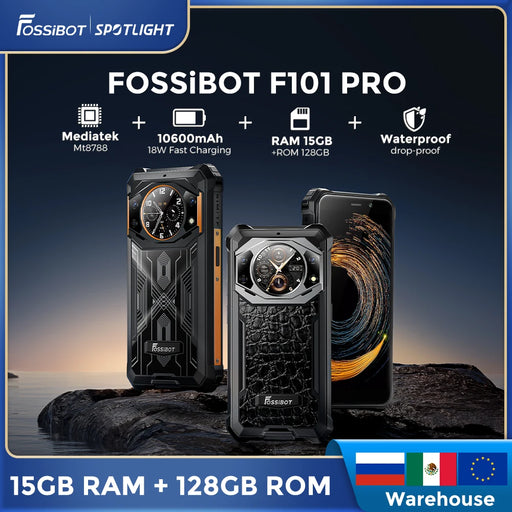 [World Premiere] Fossibot F101 Pro Rugged Smartphone 10600mAh IP68 15GB+128GB Waterproof Global Version Cell Phone NFC