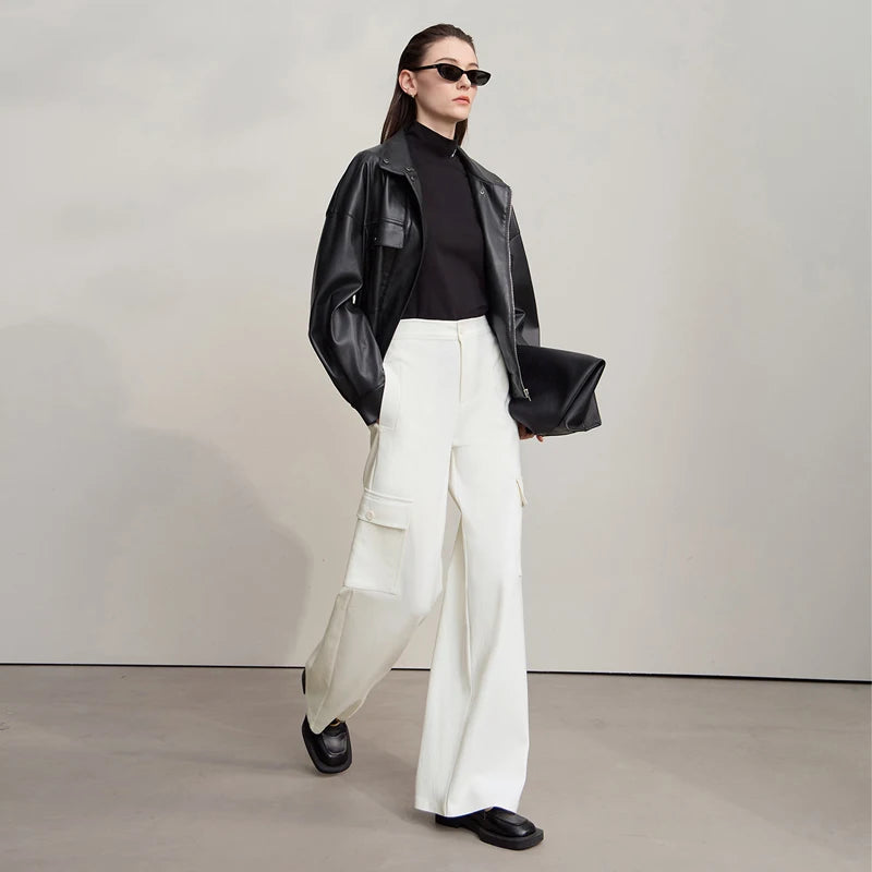 ខោ Amii Minimalism Women រដូវស្លឹកឈើជ្រុះឆ្នាំ ២០២៥ ខោជើងវែង Loonse ធម្មតាពណ៌រឹង ខោប៉ាក់ងាយស្រួលប្រើសម្រាប់ស្ត្រី 12543186