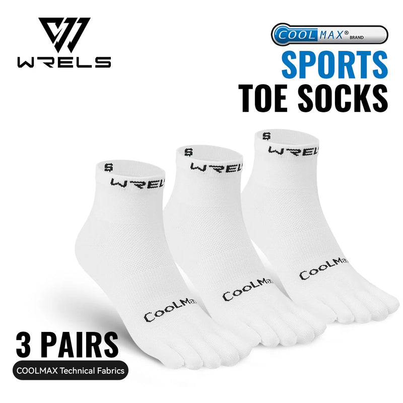 WRELS Coolmax Running Socks Toe Socks Breathable Five Finger Socks Anti Blister Quick Dry Cushioned Men Women Athletic Socks