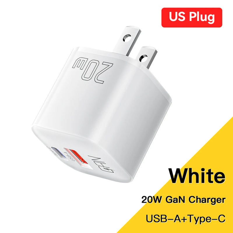 ឆ្នាំងសាក Essager 20W GaN USB Type C PD សាកថ្មលឿន QC 3.0 សម្រាប់ iPhone 14 13 12 11 Pro Max Mini iPad សាកថ្មបានលឿន