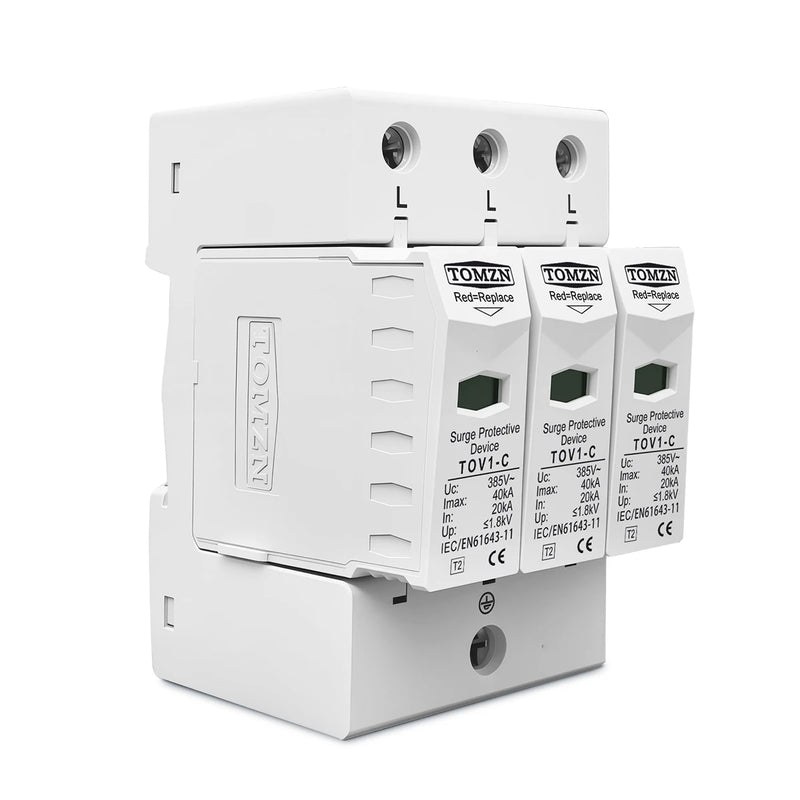 TOMZN AC SPD 3P 10-20KA 20-40KA 30-60KA 275V 385V House Surge Protector Protective Low-voltage  Arrester Device
