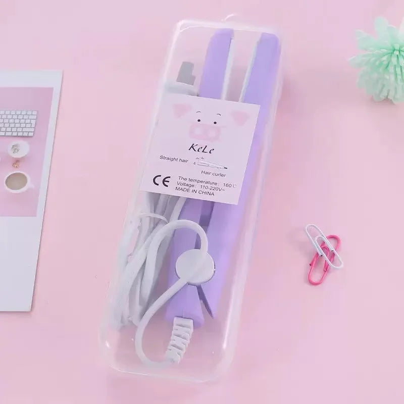Portable Mini Flat Iron Dual Use Hair Straightener Curler Travel Bangs Styling Hair Tool