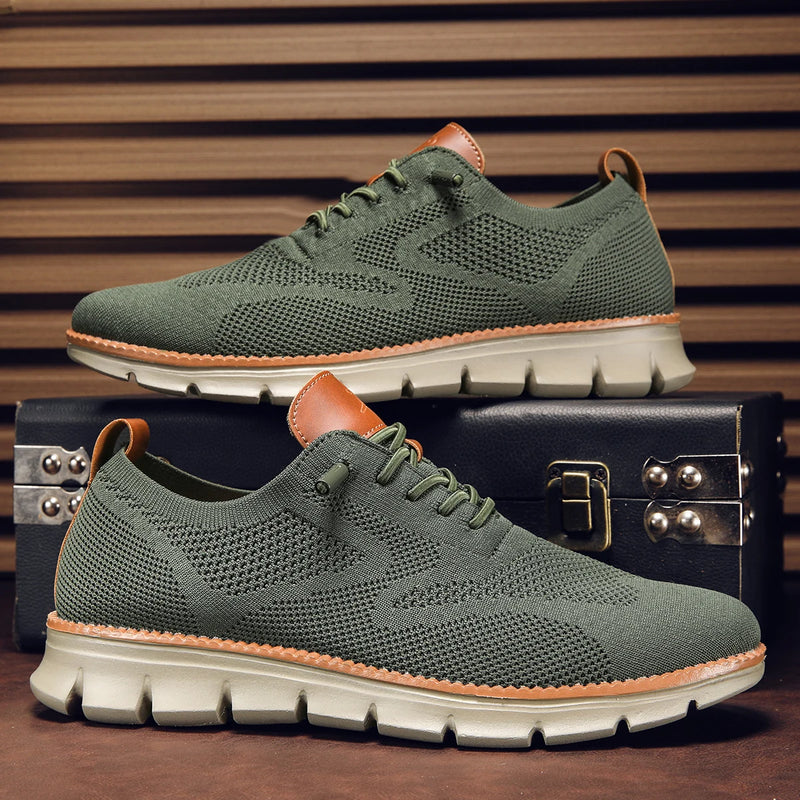 Men Flying Woven Brogue Dress Shoes Breathable Lightweight Business Casual Walking Sneakers for Men Extra Large Size EU 48 49 50