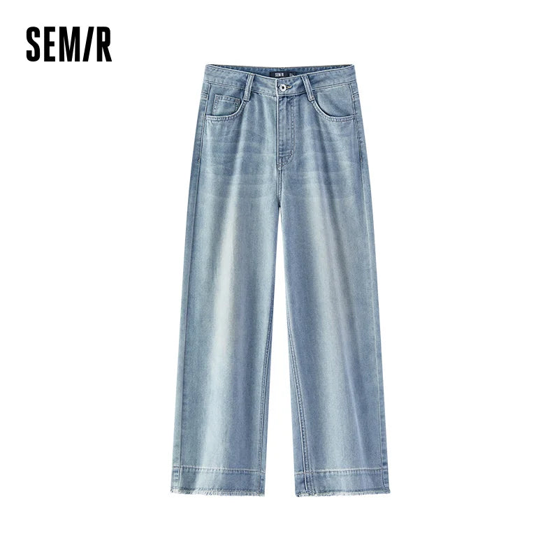 Semir Women Jeans Cooling 2026 Wide Leg Raw Hem Ankle Length Urban Casual Everyday Style Soft Comfortable Daily Wear Trendy