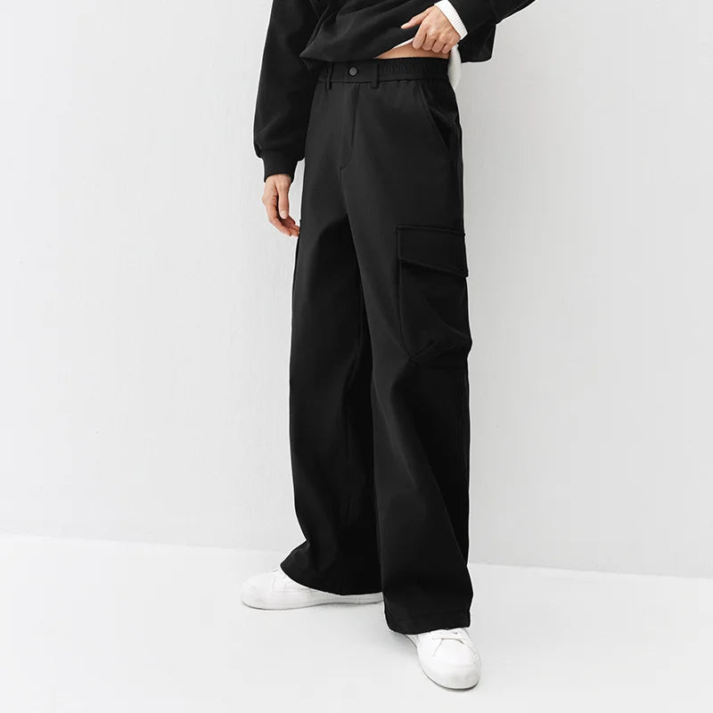 Semir Women Pants Fleece Lined Wide Leg Urban Workwear Style Street Style Drawstring Waist 2026 Winter Comfort Fit