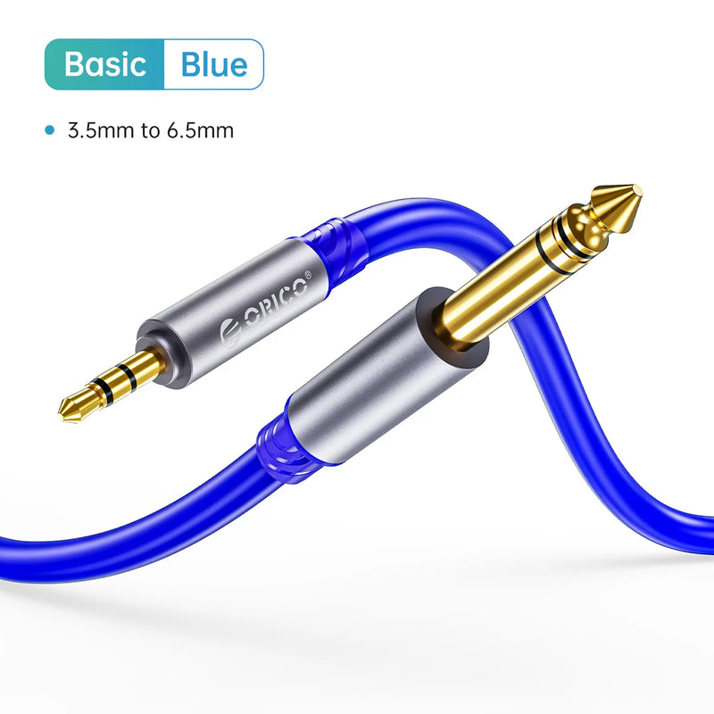 ORICO 3.5mm to 6.35mm Audio Cable 1/8 to 1/4 Stereo Cable Aux Cord Hi-Fi Sound Liquid Silicone for Guitar Amplifiers Laptop