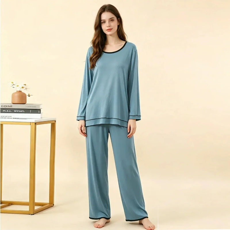 Modal Two-piece Women's Pajamas for Lady Pijama New Spring Autumn Long Sleeve Home Wear Nightwear Woman Sleepwear Pyjama Set