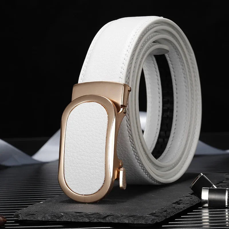 Gemstone Blue Belt for Men and Women Automatic Buckle Belts Fashion Casual Cinturon Female Waistband Green White Black Brown Red