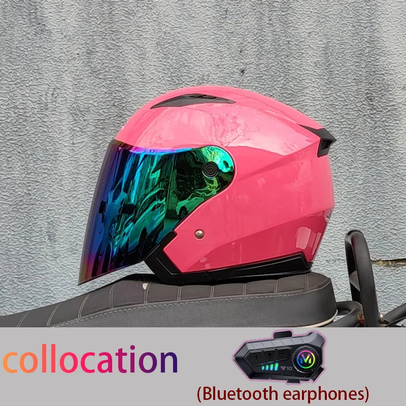 Motorcycle semi covered helmet cascos para motos with built-in sun visor Bluetooth helmet motorcycle helmet