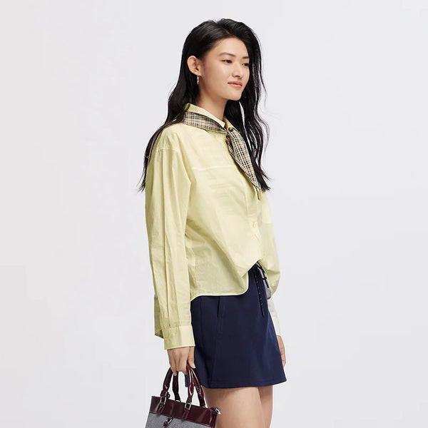អាវស្ត្រី Semir ឆ្នូតៗ អាវធំ អាវកាក់ខ្លី ស្ទីលធម្មតា រដូវស្លឹកឈើជ្រុះ អាវស្រទាប់ ពាក់ប្រចាំថ្ងៃ 2026