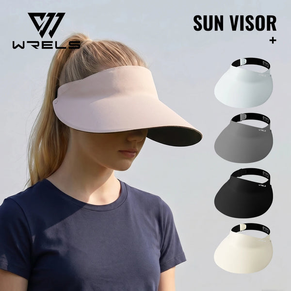 WRELS Sun Visor Wide Brim UPF 50+ Foldable Summer Hat UV Seamless Beach Cap Golf Tennis Running 69g Ponytail Hat Empty Top Visor