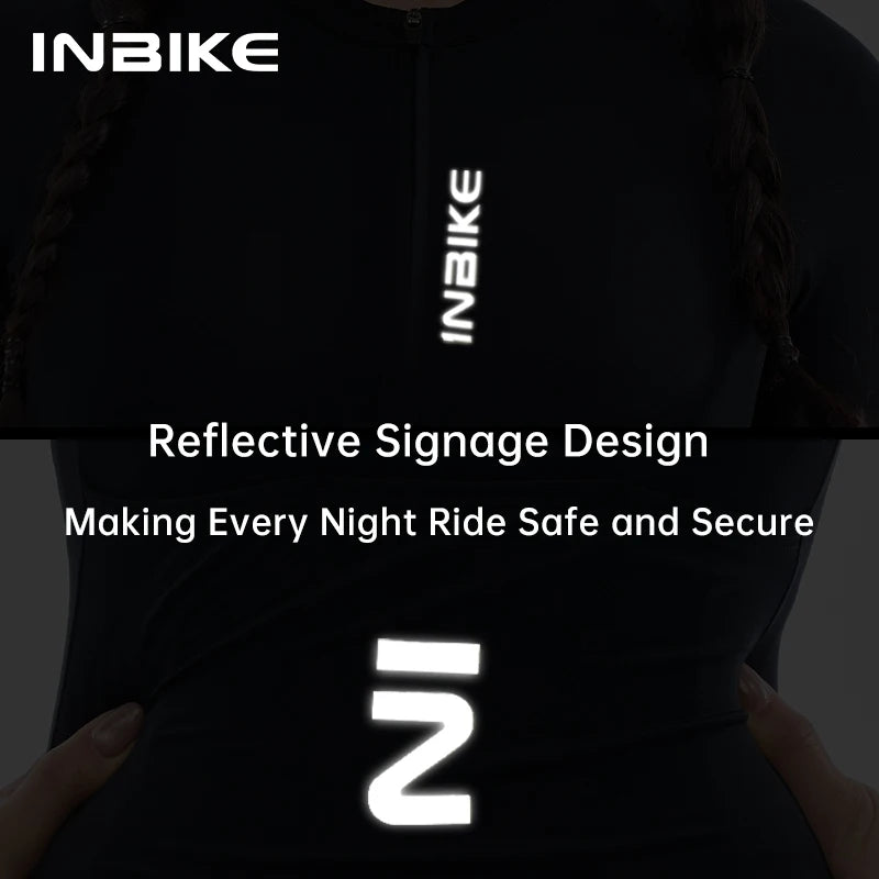 INBIKE Women's Cycling Jerseys Long Sleeve Bike Biking Shirts Moisture-wicking Full Zip with Pockets Road Bicycle MTB Clothing