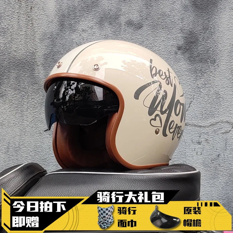 Retro Half Helmet Motorcycle Helmet Women's Motorcycle three-quarters Male American Cruising Motorcycle Half Helmet