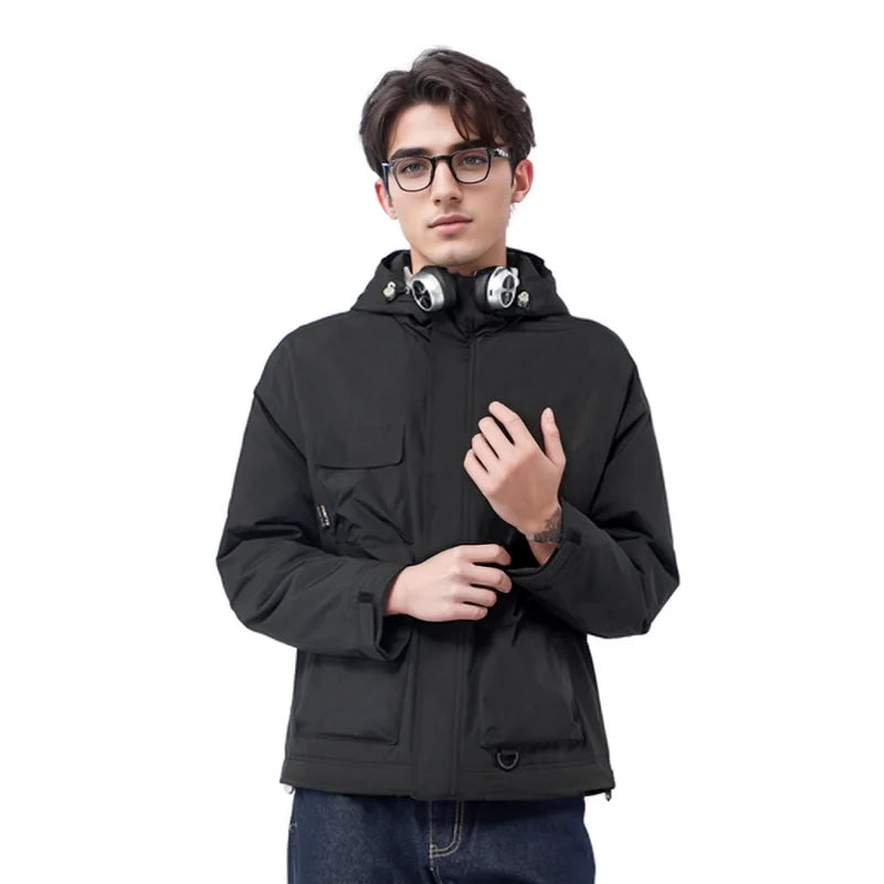 HUMTTO Outdoor Cotton Windbreaker Coats Warm Camping Hiking Jackets Autumn Winter Men's Jacket Waterproof Sports Hunting Jacket