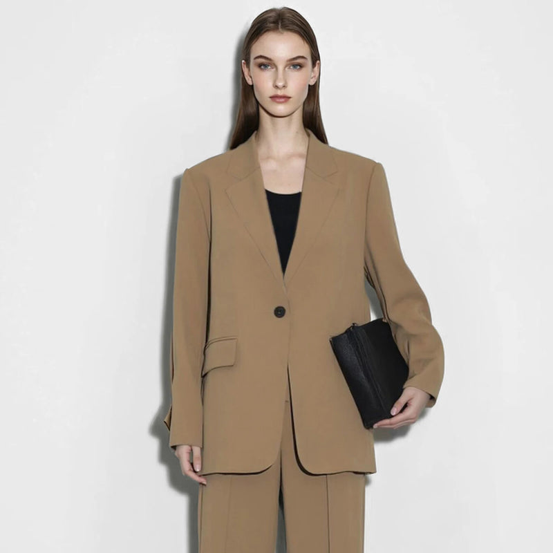 Amii Women V-Neck Blazer Oversized Wide Shoulder Tunic Minimalist Business Loose Jacket Casual 2026 Autumn Woman Coats 12653021