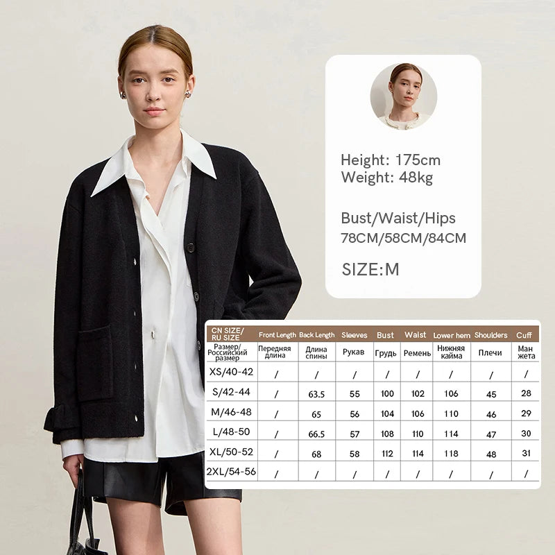 Amii Wool Knit Cardigan 2026 Winter New Commuter V-neck Single Breasted Casual Cardigan For Women Loose Long Sleeve Top 12524085