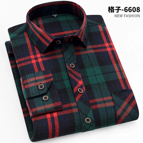 2026 New Men's Long Sleeved Shirts, Autumn Classic Plaid Shirt, with Single Breasted Lapels Camisas 17 Color Grid To Choose From