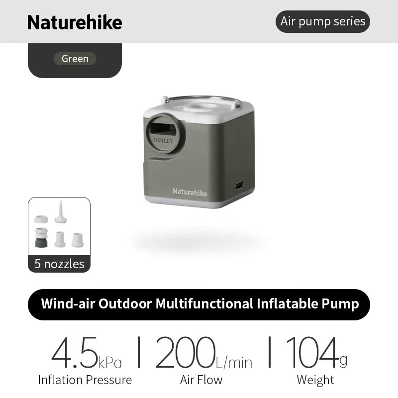 Naturehike Wind-air Inflatable Pump Outdoor Multifunctional Camping Light Portable Air Pumps 2400mAh Battery USB Rechargeable