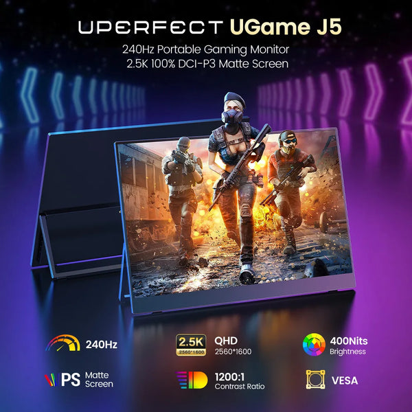 ម៉ូនីទ័រលេងហ្គេមចល័ត PERFECT ទំហំ 16 អ៊ីញ 2.5K 240Hz អេក្រង់ IPS 16:10 ជាមួយអេក្រង់ទីពីរប្រភេទ C Mini HDMI សម្រាប់ MAC/កុំព្យូទ័រយួរដៃ/កុំព្យូទ័រ/Xbox/PS