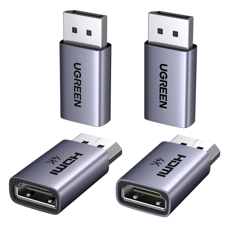UGREEN 4K DisplayPort to HDMI 4-Pack Adapter Unidirectional Display Port 1.2 to HDMI 1.4 Male to Female Converter Aluminum Adapt