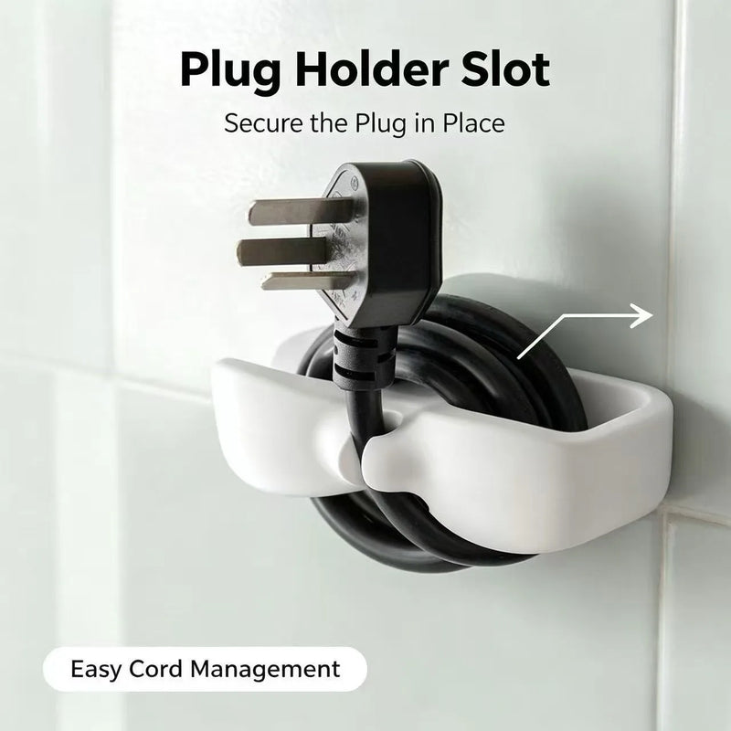 Wall Mount Kitchen Storage Wire Plug Holder No-Drill Household Wire Clip Organizer for Power Cord