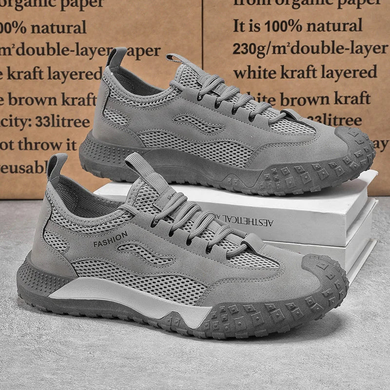 Men's breathable mesh casual sports shoes summer comfort non-slip lightweight hiking sneakers fashion outdoor travel wading shoe
