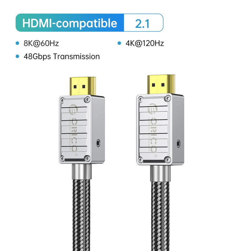 ORICO ORICO 8K@60Hz HDMI-compatible 2.1 Cable 48Gbps Gold-Plated Connectors for Gaming PS5/Xbox/PC 4K 120Hz eARC Dolby Atmos