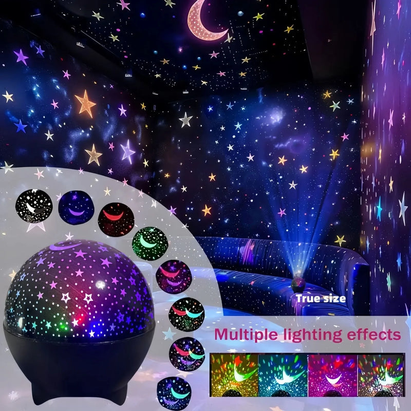Star & Moon Projector Galaxy Projector Night Light Bedroom Party Star and Moon Wall Ceiling Decor Children's Gift Christmas Gift