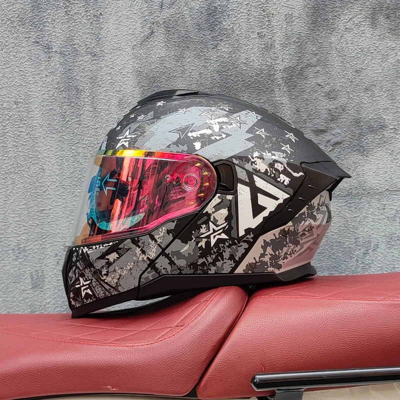 2025 high-quality motorcycle helmet dual lens modular flip helmet Casco para Motos road off-road travel full helmet capacity