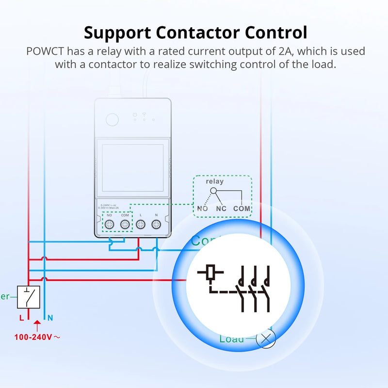 SONOFF POWCT Ring Smart Power Meter ESP32 Chip Non-Contact CT 100A Energy Monitor Contacter Control Works with Alexa IFTTT