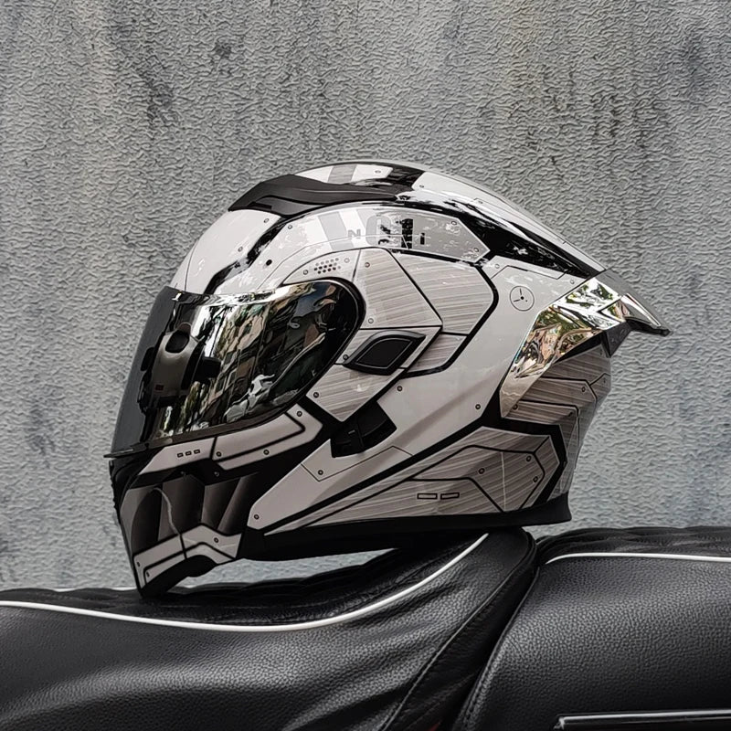 ORZ New DOT Quality Double Lens Flip Helmet Abs Full Face Motorcycle Off Road Motorcycle Racing Helmet Personalized Tail Wing