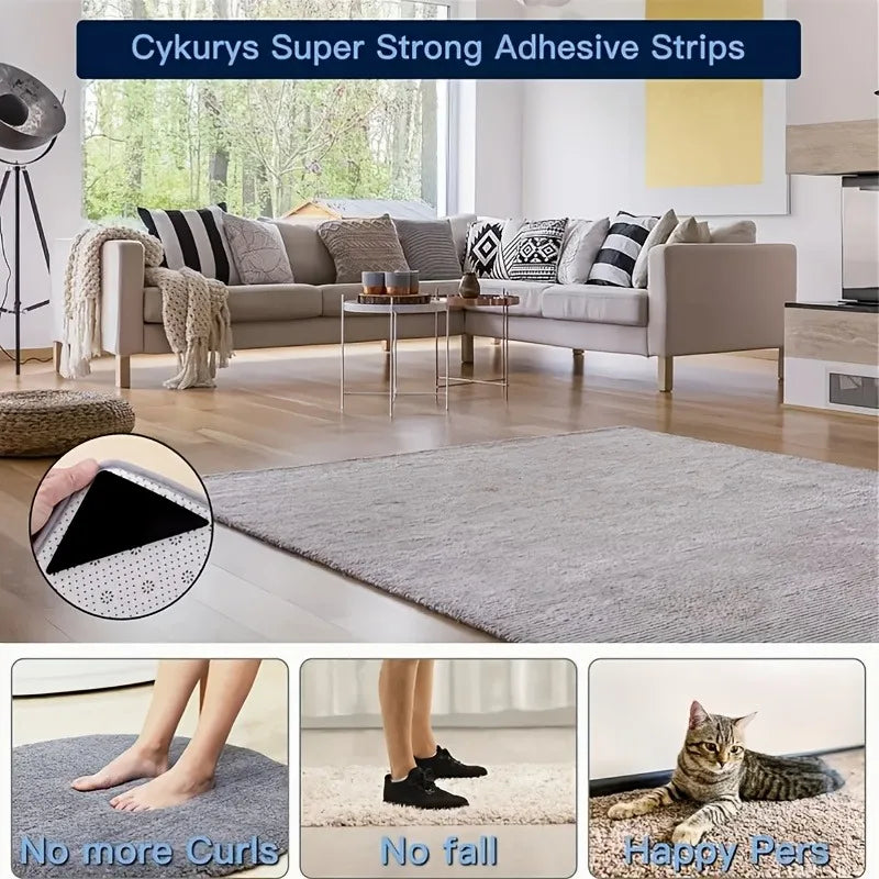 2/4pcs Rug Grippers,Non-Slip Fixing Stickers,Tile Marble Floors,Double Sided Adhesive Carpet Clips Keep Corner Flat.