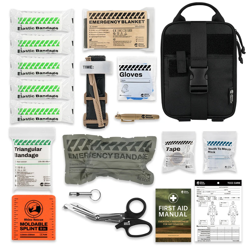Rhino Rescue Outdoor Survival Gear Molle Bag Medical Emergency IFAK First Aid Kit Tactical Tourniquet Emergency Bandage Camping